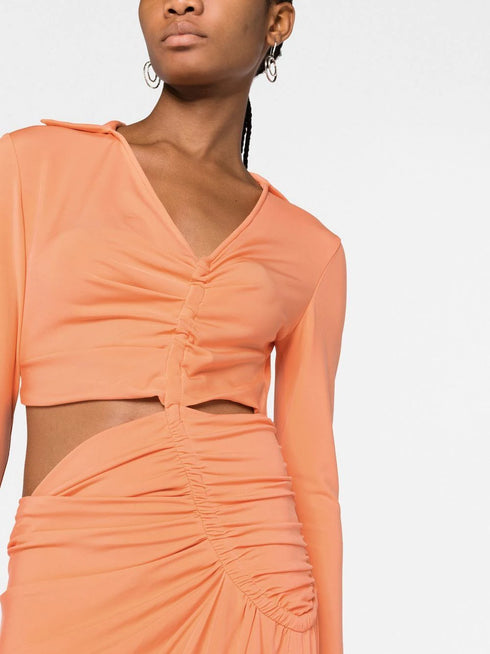 vestido drapeado con aberturas